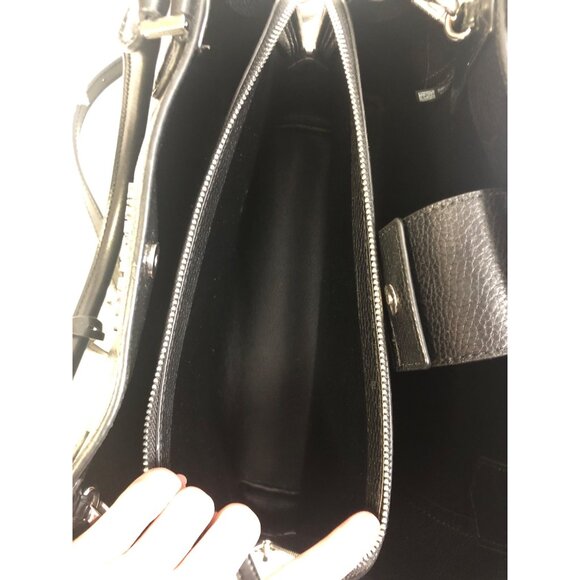 Michael Kors Kimberly Satchel Black Pebbled Leather Purse - Picture 12 of 16